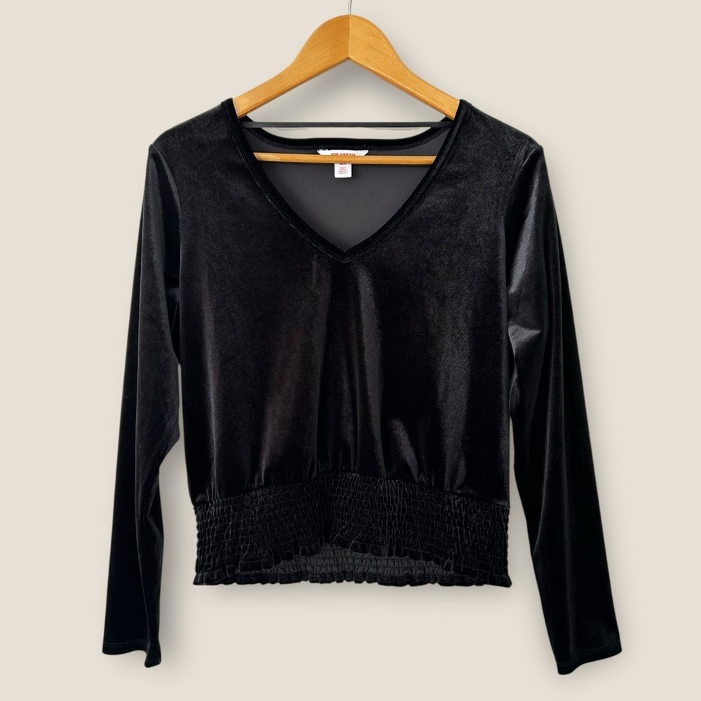 Joe Fresh Black Velour Long Sleeve Top Medium